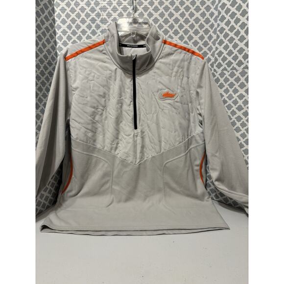 Nike Shirt Men's Med Gray Orange Running Dri Fit Wild Run Element 1/2 Zip Mock - Picture 4 of 5